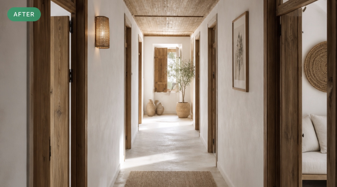 AI renovation preview of the same property